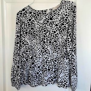 LOFT Long Sleeve Black and White Blouse - Sz10